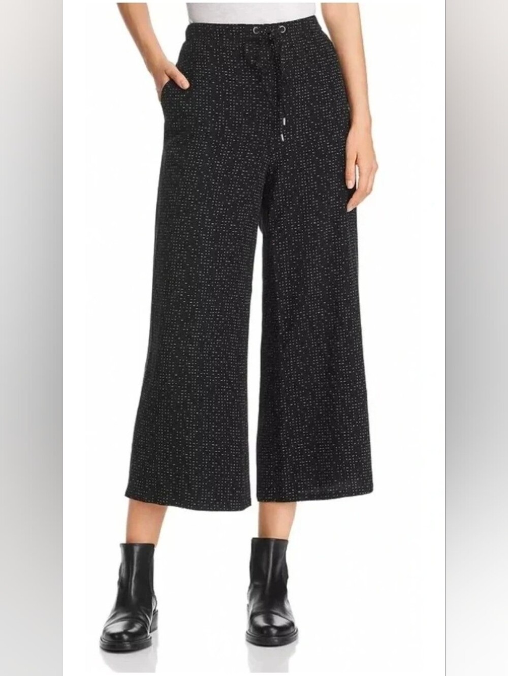 ❤️ EILEEN FISHER MORSE CODE HIGH RISE WIDE LEG CROP PANTS, SMALL